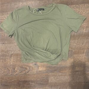 Zara Twist Front Crop Top Sage